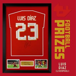 Liverpool Luis Diaz signed framed Liverpool Tee 2 1