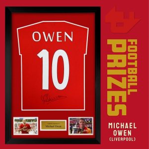 Liverpool Michael Owen signed framed Liverpool Tee
