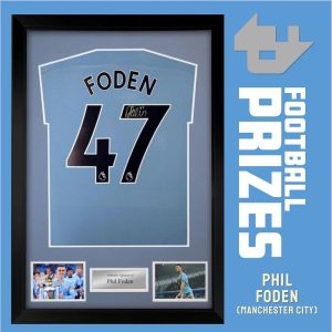 Manchester City Phil Foden signed framed Manchester City Tee 1